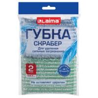Губка для посуды (2шт) 13x8,5x1,5мм скрабер образив оплетка+ паролон ЛАЙМА 1/144  Губка для посуды (2шт) 13x8,5x1,5мм скрабер образив оплетка+ паролон ЛАЙМА 1/144