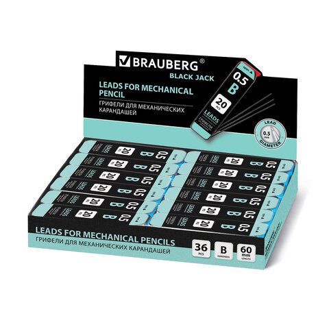 Грифель запасной 20шт В 0,5мм Black Jack BRAUBERG 1/36/1440 Грифель запасной 20шт В 0,5мм Black Jack BRAUBERG 1/36/1440