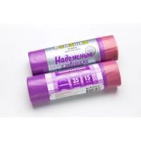 Мешок для мусора 35л рулон ПСД (50х60)-18 с завязками фиолетовые НАДЕЖНЫЕ 10,66г Ромашка (15шт) 1/30