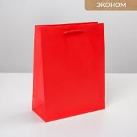 Пакет подарочный бумажный (18х23х8) ламинир Красный 1/350