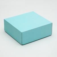 Коробка без окна 145х145х60мм картонная голубая квадрат 5/5 Коробка без окна 145х145х60мм картонная голубая квадрат 5/5