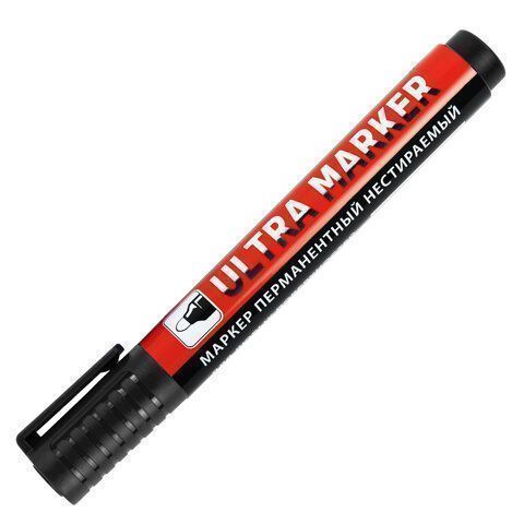 Маркер перманентный ULTRA MARKER, ЧЕРНЫЙ, 3,5 мм, с клипом, BRAUBERG 1/12