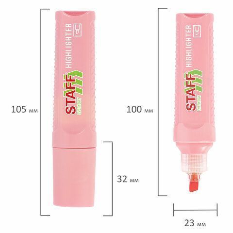 Текстмаркер розовый пастельный 1-5мм STAFF Everyday 1/12