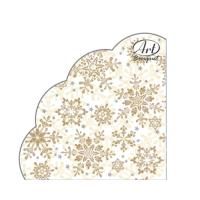 НГ Салфетки 3-сл d 32 см  Rondo Золотые снежинки на бежевом (12) 1/15 НГ Салфетки 3-сл d 32 см  Rondo Золотые снежинки на бежевом (12) 1/15