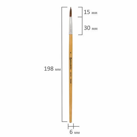 Кисть пони круглая №4 BRAUBERG 1/30/2400 Кисть пони круглая №4 BRAUBERG 1/30/2400