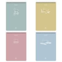 Блокнот 60л А5 гребень картон клетка BRAUBERG Pastel 1/4/80