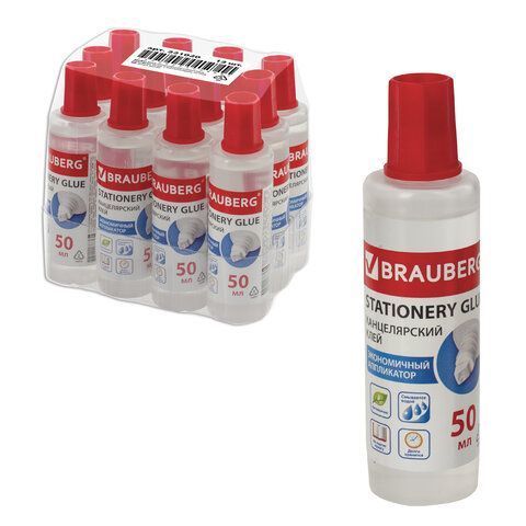 Клей канцелярский силикатный 50мл BRAUBERG с аппликатором 1/12/432 Клей канцелярский силикатный 50мл BRAUBERG с аппликатором 1/12/432