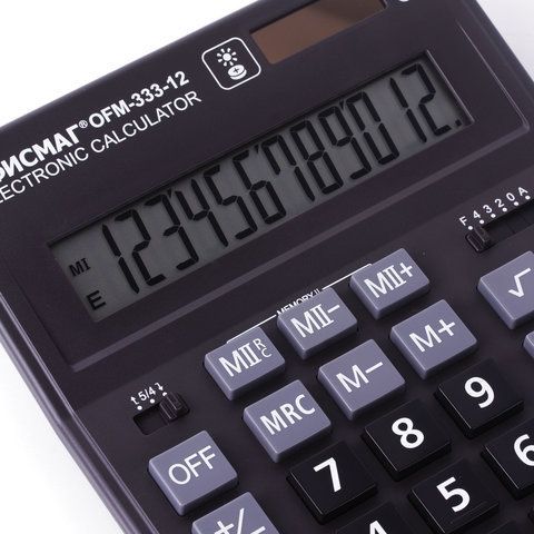 Калькулятор настольный ОФИСМАГ OFM-333, 12 разрядов, двойное питание 200x154 мм 1/20/40