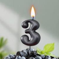 Свеча для торта Мокрый асфальт Цифра 3 1/30 Свеча для торта Мокрый асфальт Цифра 3 1/30