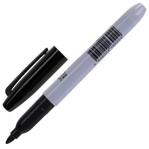 Маркер перманентный черный 2мм эргон.корпус, круглый наконечник STAFF 1/12