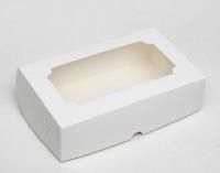 Коробка для сладостей с окном 250х150х70мм картон белая 5/200 Коробка для сладостей с окном 250х150х70мм картон белая 5/200