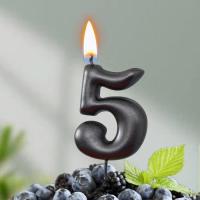 Свеча для торта Мокрый асфальт Цифра 5 1/30 Свеча для торта Мокрый асфальт Цифра 5 1/30