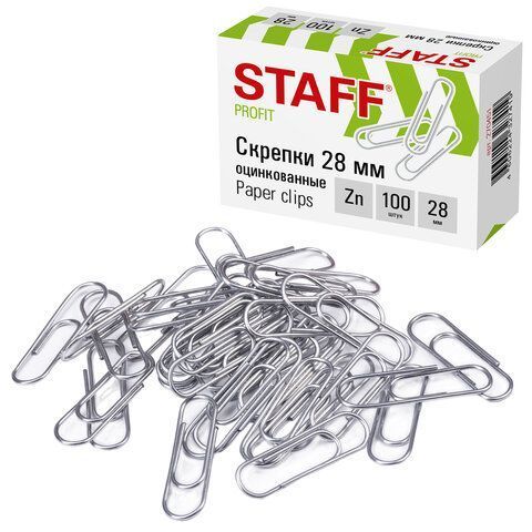 Скрепки 28мм 100шт оцинкованные STAFF 1/10/300 Скрепки 28мм 100шт оцинкованные STAFF 1/10/300