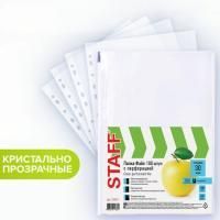 Перфофайлы А4 30 мкм гладкие STAFF 100шт яблоко 1/30 Перфофайлы А4 30 мкм гладкие STAFF 100шт яблоко 1/30