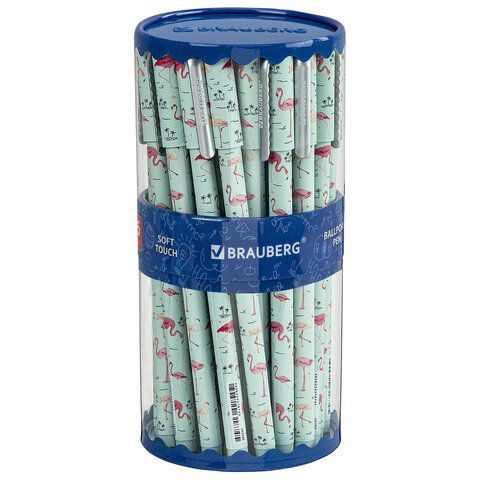 Ручка шариковая синяя узел 0,6мм линия 0,3мм BRAUBERG Flamingo 1/36