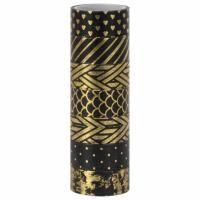 Клейкие Washi-ленты 7шт 3м ЧЁРНОЕ ЗОЛОТО с фольгой