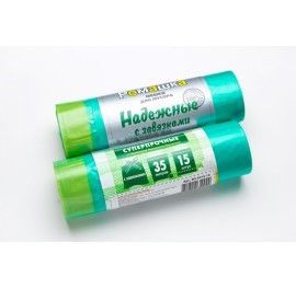 Мешок для мусора 35л рулон ПСД (50х60)-18 с завязками зеленые НАДЕЖНЫЕ 10,66г Ромашка (15шт) 1/30 Мешок для мусора 35л рулон ПСД (50х60)-18 с завязками зеленые НАДЕЖНЫЕ 10,66г Ромашка (15шт) 1/30