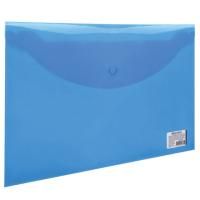 Папка-конверт с кнопкой А4 BRAUBERG, прозрачная, синяя, до 100 листов, 0,15мм 1/15/90