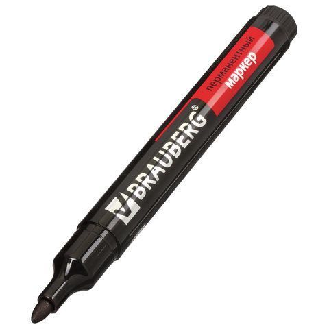 Маркер перманентный черный 3мм круглый наконечник Contract BRAUBERG 1/12/1152