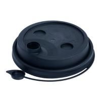 Крышка для бумажных стаканов d 90 мм с питейником флип-топ черная 50/1000