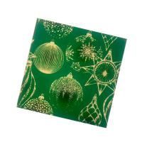 НГ Салфетки (33х33) 3-сл Золотые украшения  на зеленом (20) 1/12 НГ Салфетки (33х33) 3-сл Золотые украшения  на зеленом (20) 1/12