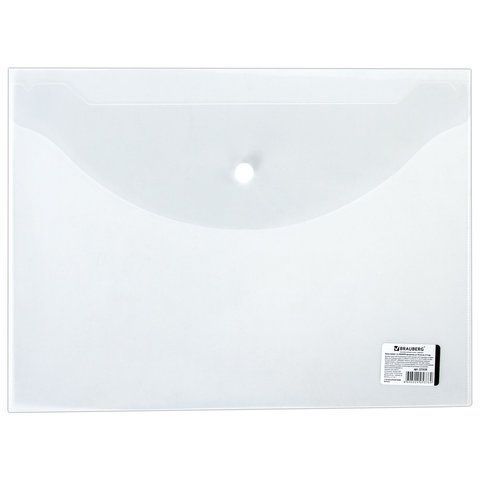 Папка-конверт с кнопкой BRAUBERG, А4, до 100 л, прозрачная, 0,15мм 1/15/90 Папка-конверт с кнопкой BRAUBERG, А4, до 100 л, прозрачная, 0,15мм 1/15/90
