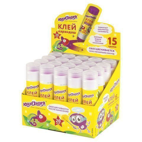 Клей-карандаш 15г обесцвечивающийся цветной ЮНЛАНДИЯ 1/20/480 Клей-карандаш 15г обесцвечивающийся цветной ЮНЛАНДИЯ 1/20/480