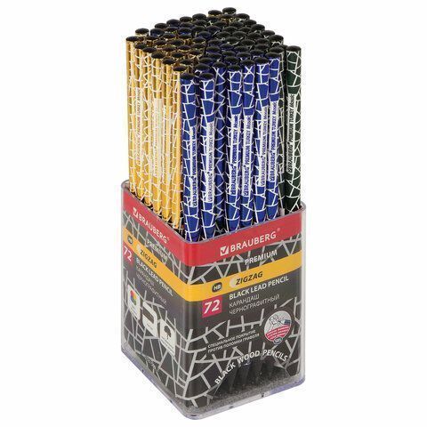 Карандаш ч/гр НВ ассорти дисплей BRAUBERG PREMIUM TURKEY Zig Zag Mosaic 181569