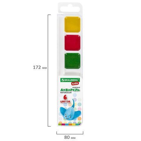 Краски акварельные 06цв медовые квадратные кюветы Brauberg Kids 1/35 Краски акварельные 06цв медовые квадратные кюветы Brauberg Kids 1/35