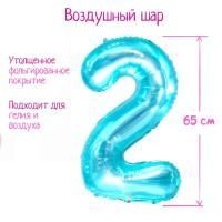 Шар фольгированный Цифра 2 65см прозрачно-бирюзовый 1/25/600 Шар фольгированный Цифра 2 65см прозрачно-бирюзовый 1/25/600