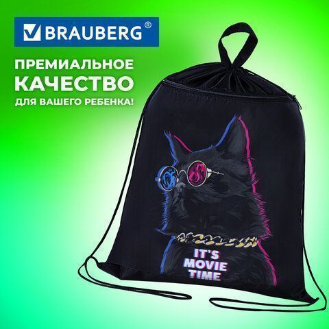 Мешок для обуви 47х37см с петлей карман на молнии Movie time BRAUBERG