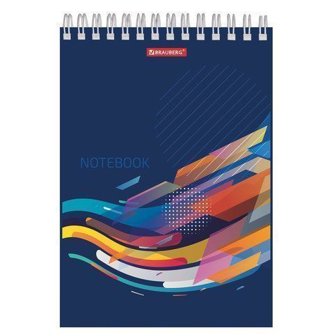 Блокнот 60л А5 145х205мм клетка спираль картон жесткая подложка BRAUBERG На волне 1/4/64 Блокнот 60л А5 145х205мм клетка спираль картон жесткая подложка BRAUBERG На волне 1/4/64