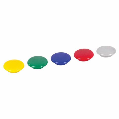 Магниты BRAUBERG диам. 30 мм, 5 шт, цвет АССОРТИ, в блистере 1/24/288