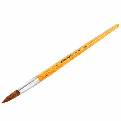 Кисть пони круглая №8  BRAUBERG 1/30 Кисть пони круглая №8  BRAUBERG 1/30