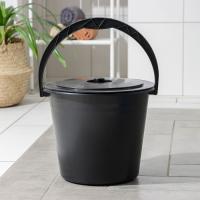 Ведро 10л с крышкой пластик черное Дачное 1/20  Ведро 10л с крышкой пластик черное Дачное 1/20