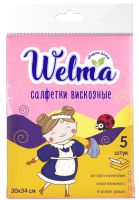 Салфетка вискозная (30х34) Welma (5шт) 1/40