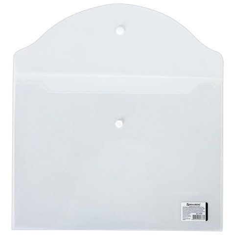 Папка-конверт с кнопкой BRAUBERG, А4, до 100 л, прозрачная, 0,15мм 1/15/90 Папка-конверт с кнопкой BRAUBERG, А4, до 100 л, прозрачная, 0,15мм 1/15/90