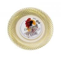 Тарелка пластиковая d-180 бежевая с золотой волной Complement ламинированная (12шт) 1/20 Тарелка пластиковая d-180 бежевая с золотой волной Complement ламинированная (12шт) 1/20