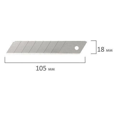 Лезвия для ножей 18мм 10шт толщина лезвия 0,5мм в пл. пенале BRAUBERG 1/10 Лезвия для ножей 18мм 10шт толщина лезвия 0,5мм в пл. пенале BRAUBERG 1/10