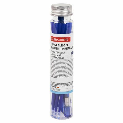 Ручка гелевая синяя 0,35мм + 9 стержней стираемая BRAUBERG 1/20 Ручка гелевая синяя 0,35мм + 9 стержней стираемая BRAUBERG 1/20