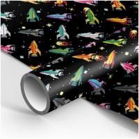 Бумага подарочная 70х100см 80г/м ассорти Meshu Полет в космос 1/50  Бумага подарочная 70х100см 80г/м ассорти Meshu Полет в космос 1/50