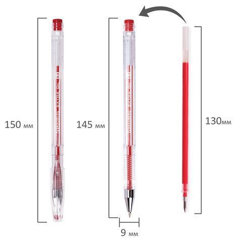 Ручка гелевая красная 0,5мм линия 0,35мм BRAUBERG EXTRA 1/12