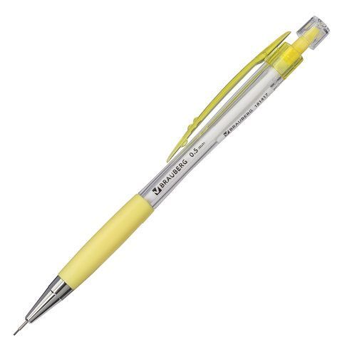 Карандаш ч/гр НВ механический 0,5мм резиновый грип, корпус ассорти BRAUBERG Elegant 1/12 Карандаш ч/гр НВ механический 0,5мм резиновый грип, корпус ассорти BRAUBERG Elegant 1/12