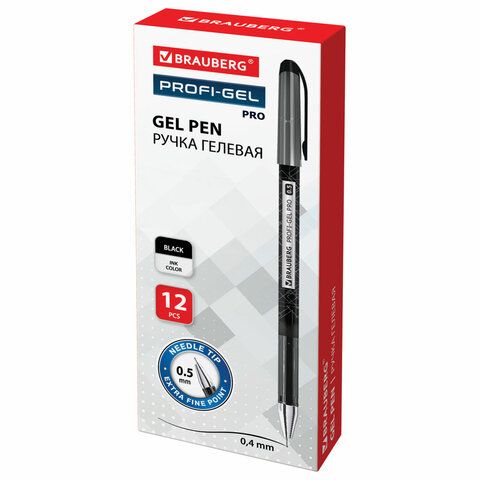 Ручка гелевая черная 0,5мм линия 0,4мм Brauberg Profi-Gel PRO 1/12 Ручка гелевая черная 0,5мм линия 0,4мм Brauberg Profi-Gel PRO 1/12
