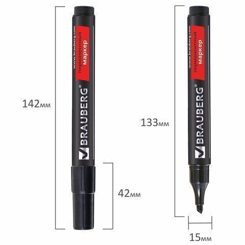 Маркер перманентный черный 1-5мм скошенный наконечник Contract BRAUBERG 1/12/1152 Маркер перманентный черный 1-5мм скошенный наконечник Contract BRAUBERG 1/12/1152
