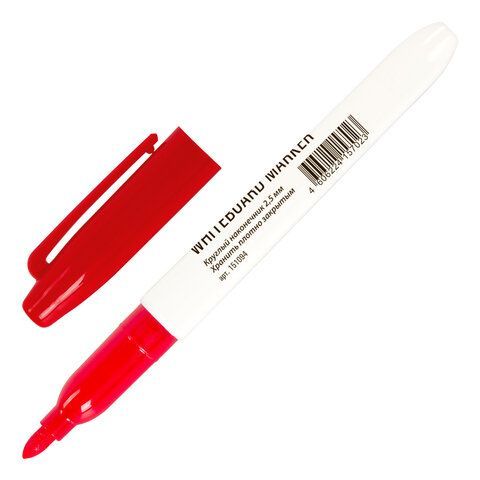 Маркер для доски красный 2,5мм тонкий корпус круглый наконечник STAFF 1/12 Маркер для доски красный 2,5мм тонкий корпус круглый наконечник STAFF 1/12