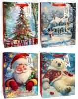 НГ Пакет подарочный бумажный (26х32х12) люкс Снежный уют 1/12 НГ Пакет подарочный бумажный (26х32х12) люкс Снежный уют 1/12