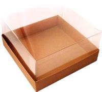 Коробка для торта 240х240х200 мм крышка пластик 25/25 Коробка для торта 240х240х200 мм крышка пластик 25/25