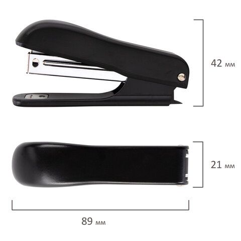 Степлер №10 до 12 листов,  с антистеплером, черный STAFF Profit