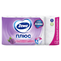 Туалетная бумага евро 2сл белая 8штх23м ZEWA Plus Сирень 1/12 Туалетная бумага евро 2сл белая 8штх23м ZEWA Plus Сирень 1/12